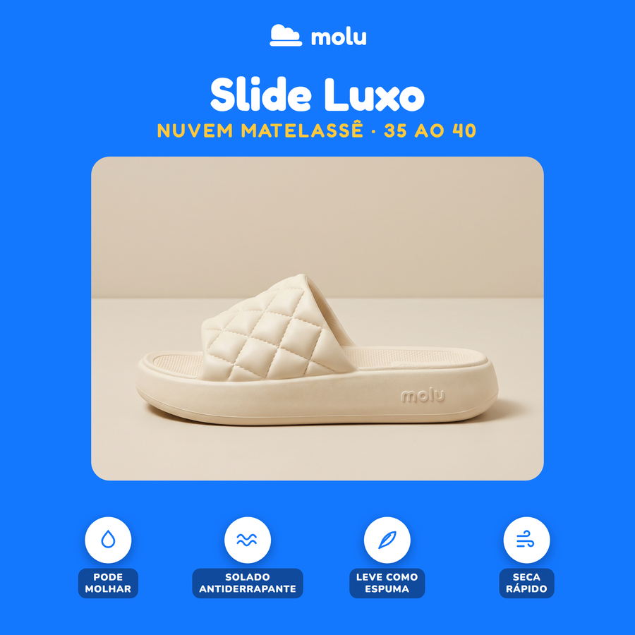 Chinelo Slide Molu Luxo | Plataforma Nuvem Matelassê EVA | 5 Cores