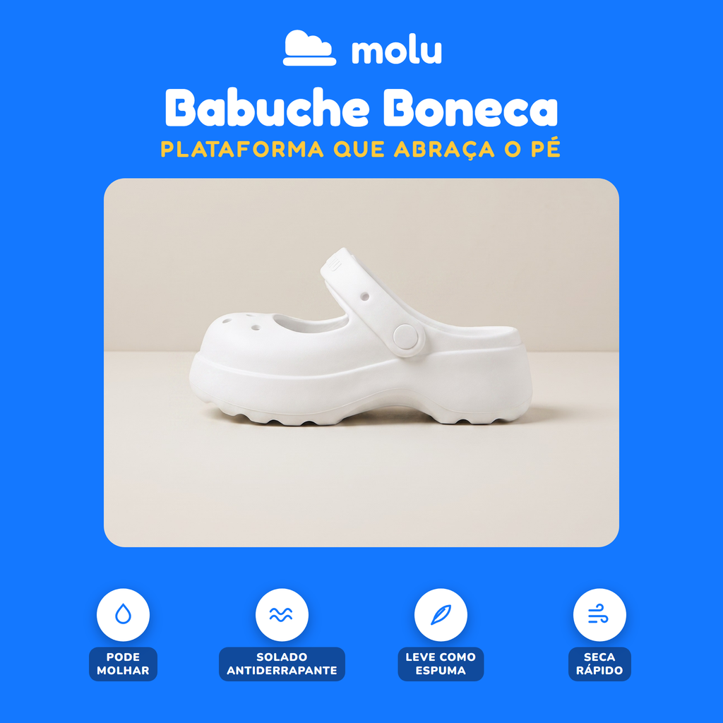 Babuche Molu Boneca | Clog Plataforma Mary Jane EVA | 5 Cores