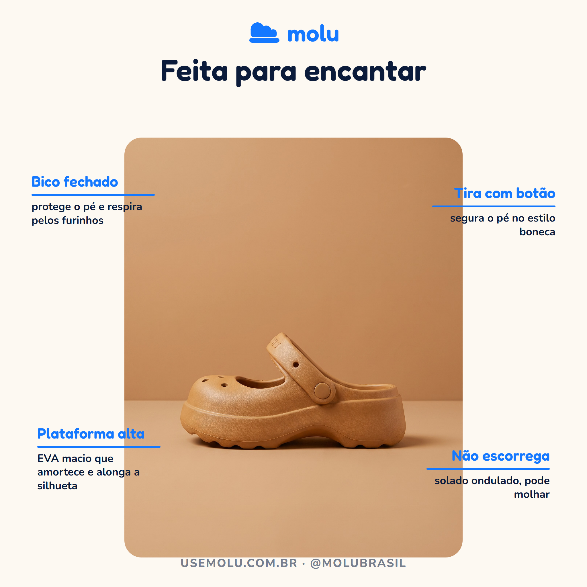 Babuche Molu Boneca | Clog Plataforma Mary Jane EVA | 5 Cores