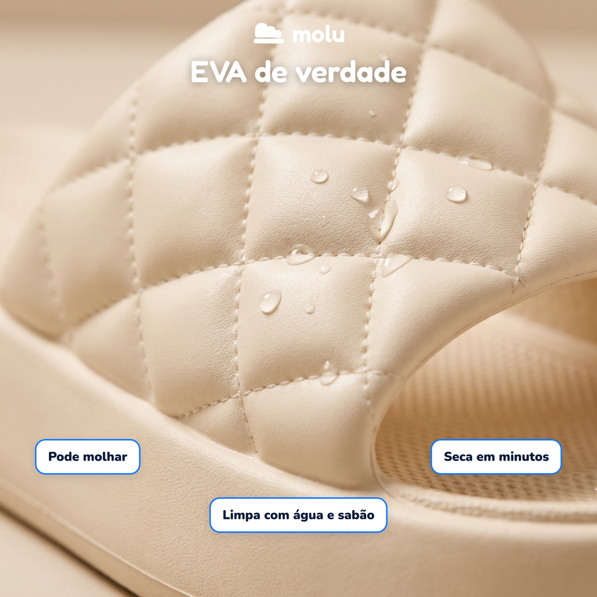 Chinelo Slide Molu Luxo | Plataforma Nuvem Matelassê EVA | 5 Cores
