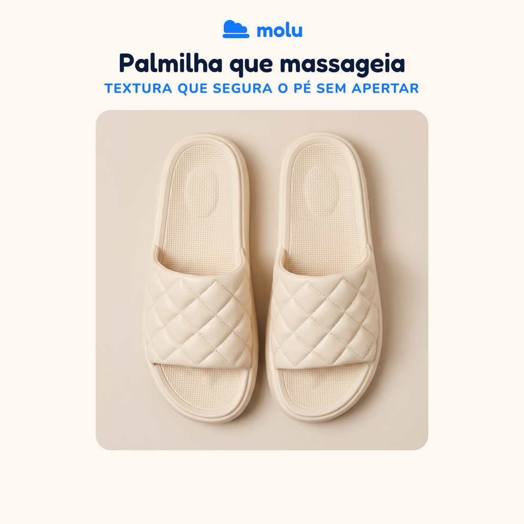 Chinelo Slide Molu Luxo | Plataforma Nuvem Matelassê EVA | 5 Cores
