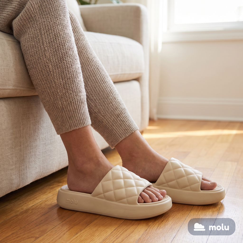 Chinelo Slide Molu Luxo | Plataforma Nuvem Matelassê EVA | 5 Cores
